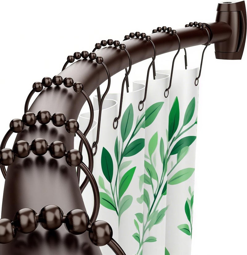 Bonpally Curved Shower Curtain Rod for Bathroom, 40-72 Inches Adjustable Curved Shower Rod, 0.9MM Aluminum Shower Curtain Rod with Rotating Brackets for Extra Shower Space, Need to Drill, Bronze - Image 1